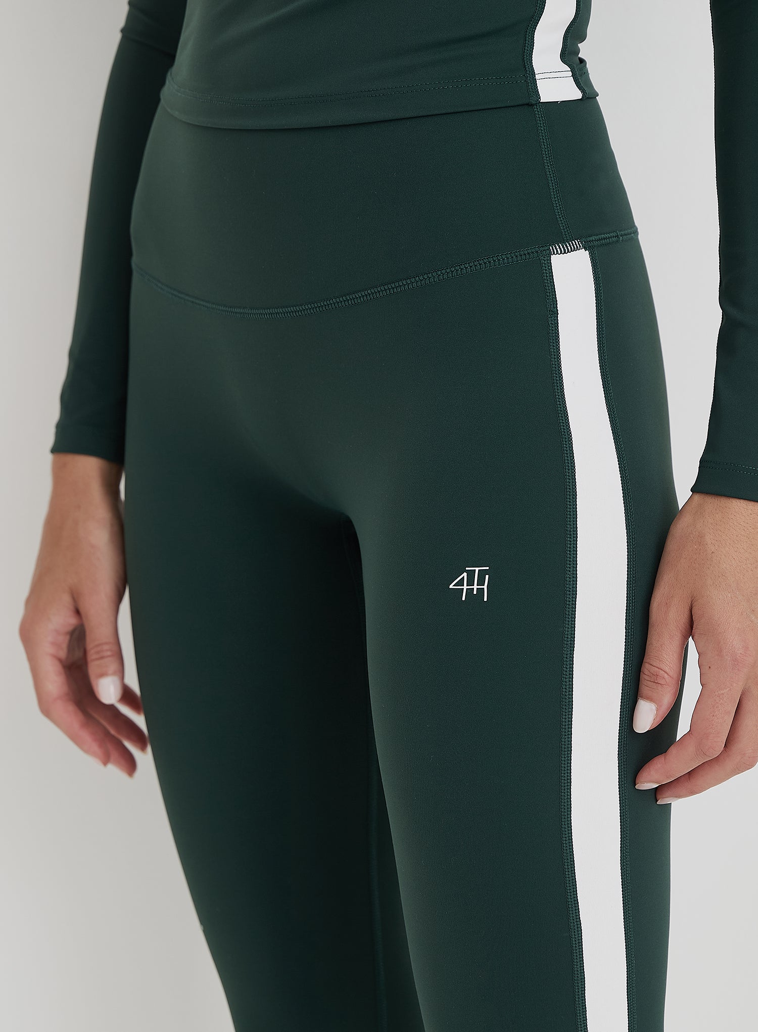 Green 4th Branded Contrast Stripe Legging